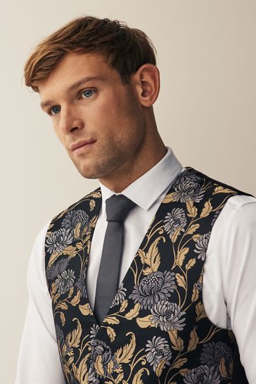 Black best sale patterned waistcoat