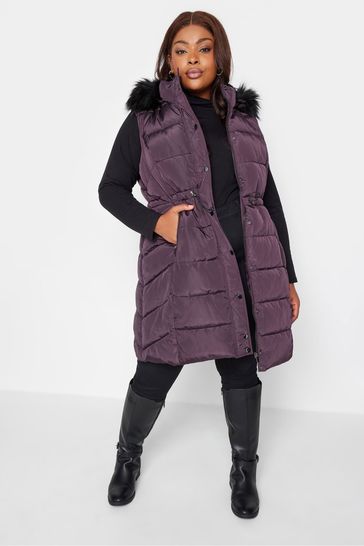 Yours Curve Purple Midi Padded Gilet