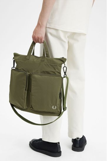 Fred Perry Green Nylon Shopper Bag