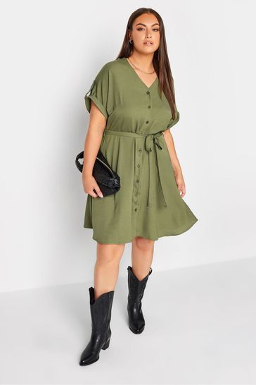 Yours Curve Green Utility Shirt Dress