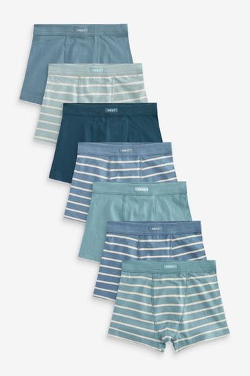 Blue Stripe Soft Waistband Trunks 7 Pack (1.5-16yrs)