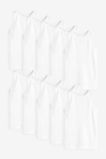 White Organic Cotton Vests 10 Pack (1.5-16yrs)