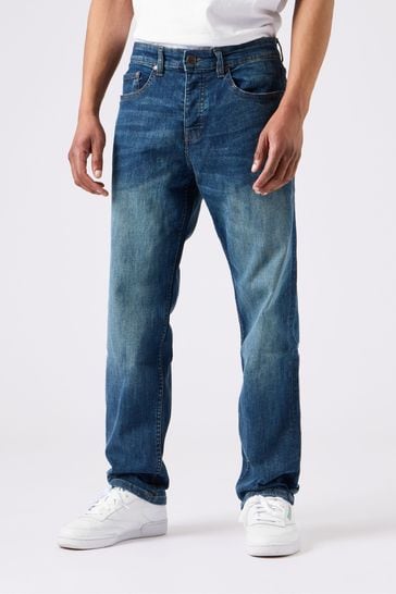 Weekend Offender Washed Vintage Blue Straight Fit Jeans