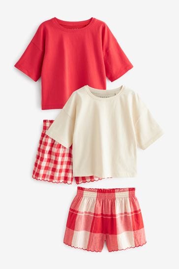 Red/ White Woven Check Pyjamas 2 Pack (3-16yrs)