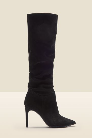 Black suede shop boot heels