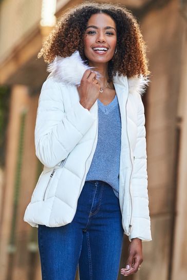Padded cream coat sales