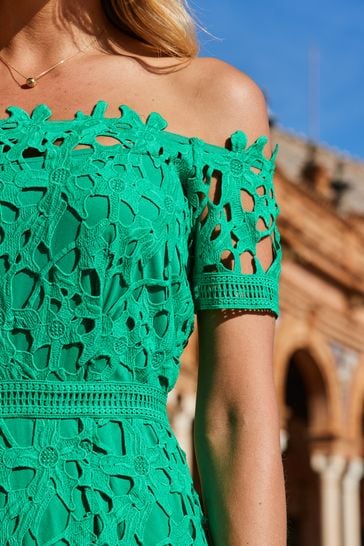 Bardot green shop lace dress
