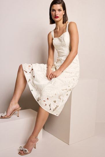 Buy White Floral Lace Dress from Next Kuwait