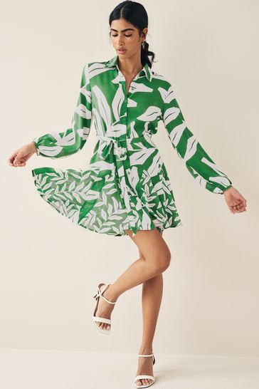 Green and white leaf dress sale
