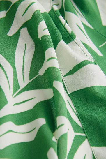 Buy Khaki Green and White Leaf Print Mini Belted Shirt Dress from Next Bahrain