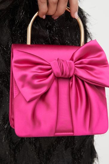 Pink Satin Bow Handheld Bag