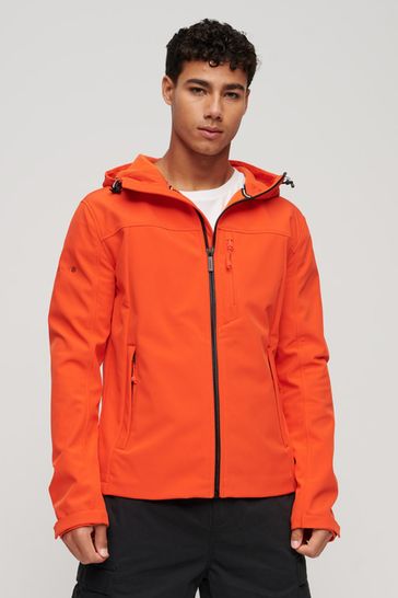 Superdry Orange Fleece Lined Softshell Hooded Jacket