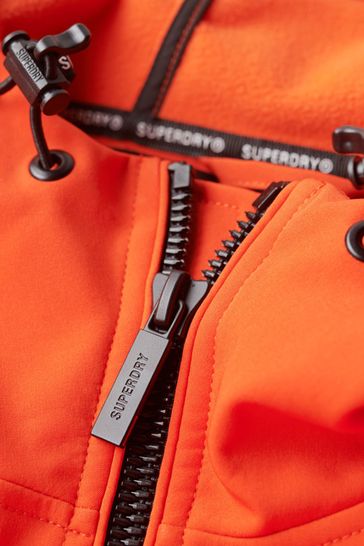 Superdry Orange Fleece Lined Softshell Hooded Jacket