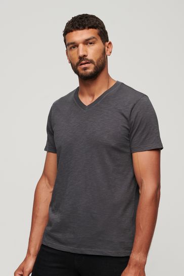 Buy Superdry Black V Neck Slub T Shirt from Next Luxembourg