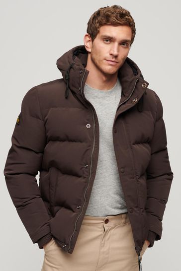 Superdry Dark Brown Everest Hooded Puffer Jacket