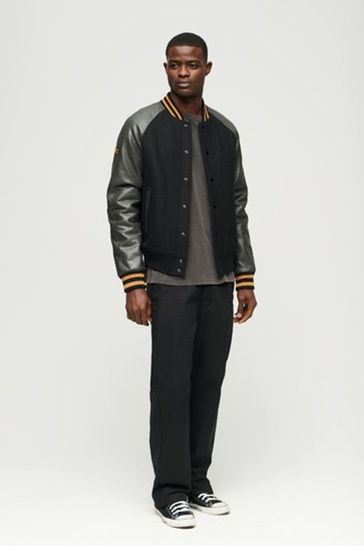 Buy Superdry Grey College Varsity Bomber Jacket from Next Luxembourg