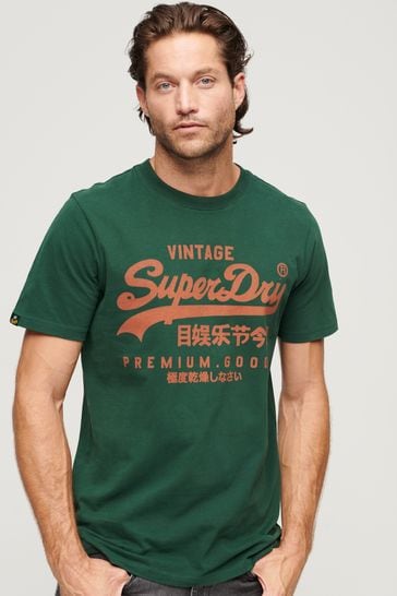 Superdry Green Vintage Logo Premium Goods T Shirt