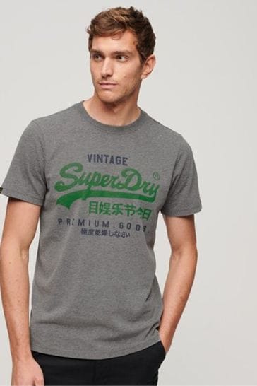 Superdry Grey Vintage Logo Premium Goods T Shirt