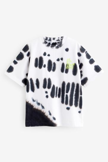 Black/White Relaxed Fit Tie-Dye Short Sleeve T-Shirt (3-16yrs)