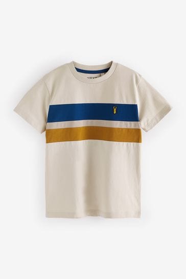 Ecru/Navy/Tan Colourblock Short Sleeve T-Shirt (3-16yrs)