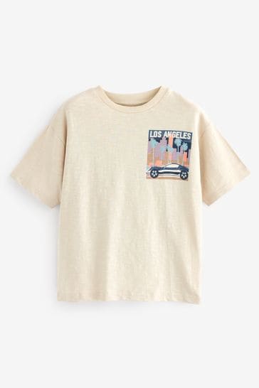 Cream Relaxed Fit Short Sleeve Graphic T-Shirt (3-16yrs)