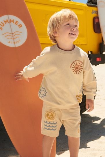 Stone Summer Placement Character Jersey Sweatshirt and Short Set (3mths-7yrs)