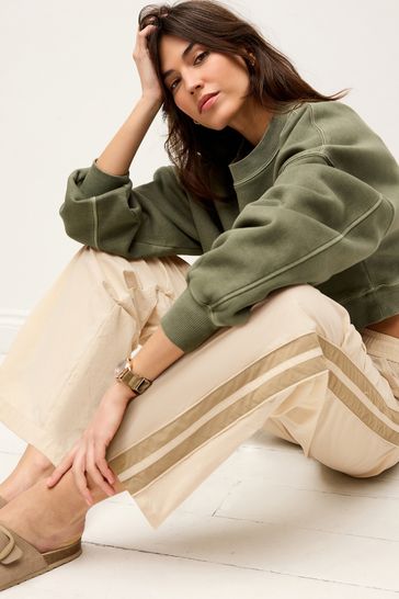 Buy Natural Ecru Side Stripe Nylon Track Joggers from Next Bahrain