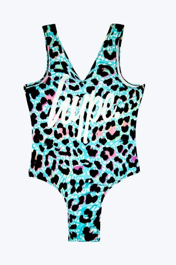 Hype. Girls Multi Ice Leopard Black Swimsuit