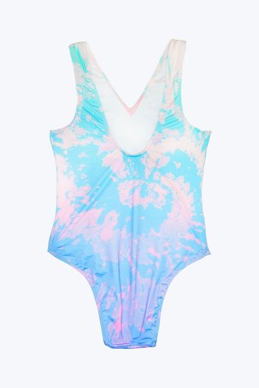 Hype. Girls Pink Multi Pastel Tie Dye Swimsuit