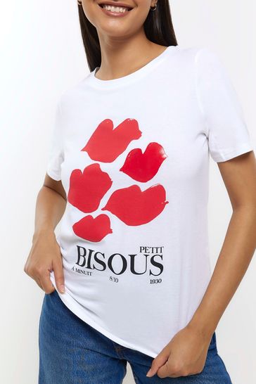 River island lips t shirt on sale
