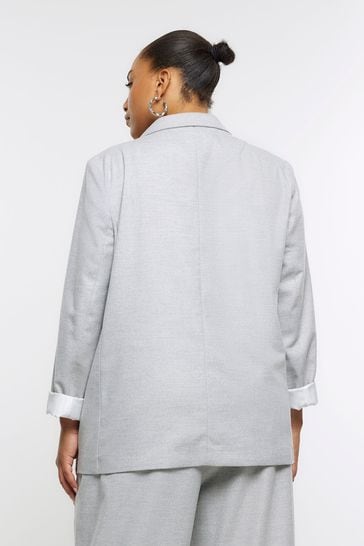 Buy River Island Grey Plus Roll Sleeve Dad Blazer from Next Germany