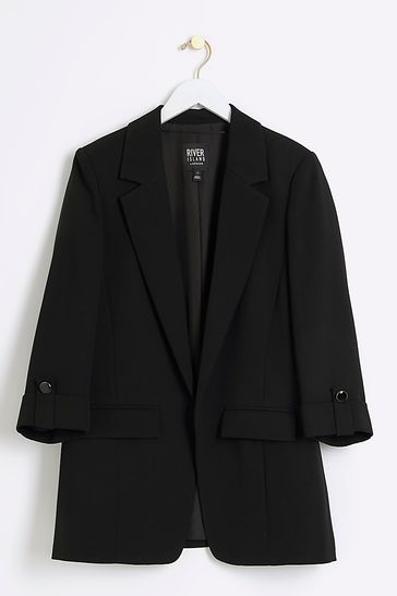 River island black on sale double breasted blazer