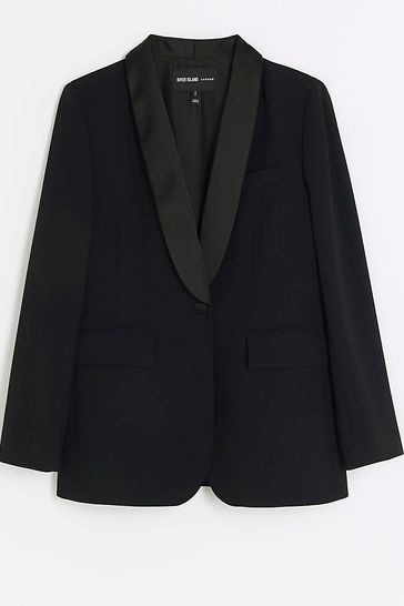 Buy River Island Black Shawl Collar Tux Blazer from Next Saudi Arabia