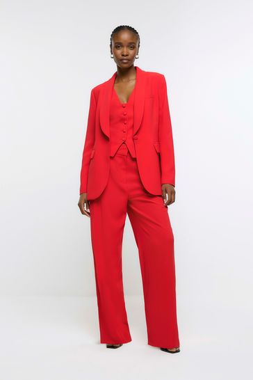 River Island Red Red Shawl Collar Tux Blazer