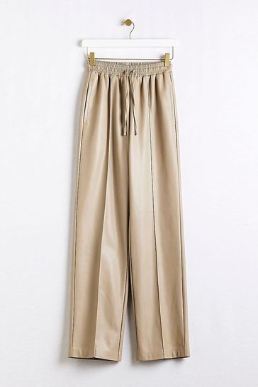 Buy River Island Cream Elasticated Waist Trousers from Next Luxembourg