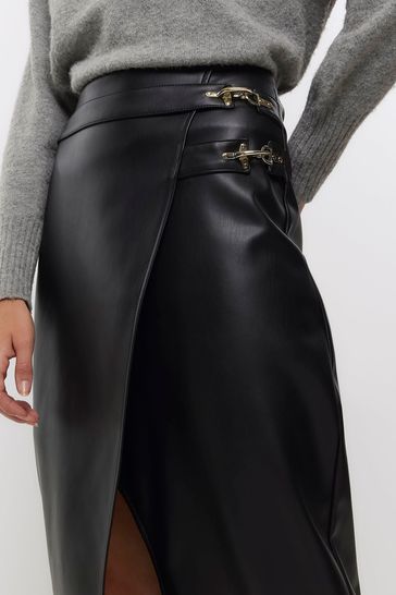 Buy River Island Black Utility Asym Wrap Skirt from Next Ireland