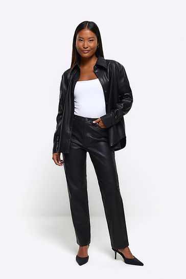River island petite best sale leather trousers
