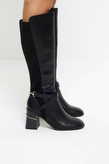 River island black heeled boots hotsell
