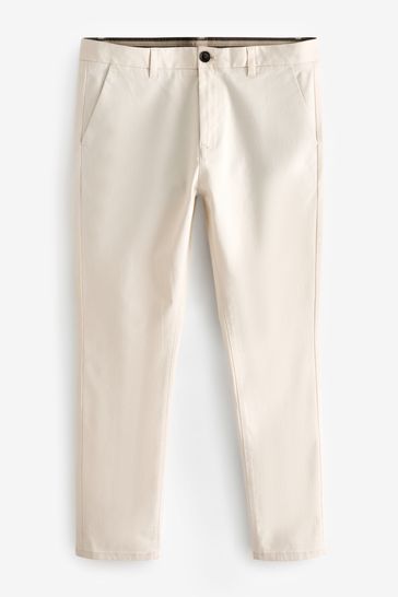 Buy Ecru White Skinny Fit Stretch Chino Trousers from the Next UK 