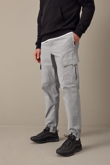 Light Grey Regular Tapered Stretch Utility Cargo Trousers