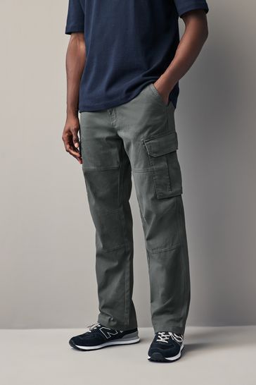 Buy Black Charcoal Grey Straight Cotton Rich Stretch Cargo