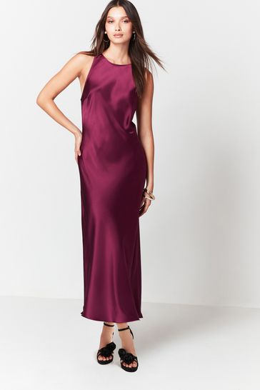 Buy Berry Red Tailored Satin Racer Dress from Next Luxembourg