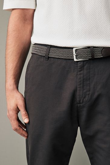 Brown Belted Linen Blend Trousers