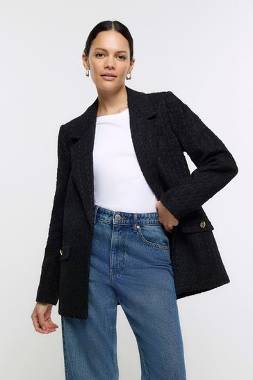 River island clearance black boucle jacket