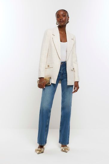 Buy River Island Cream Boucle Blazer from Next Lithuania