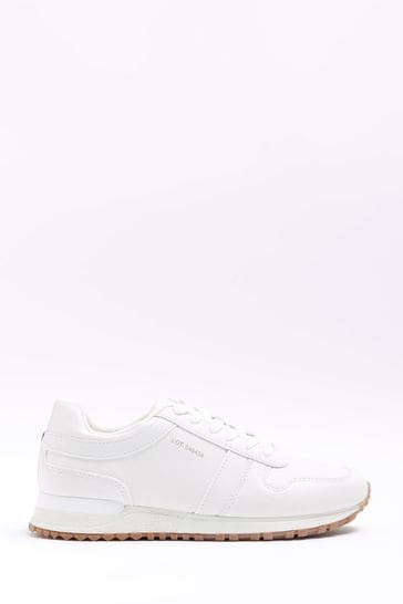 River Island White Embossed Quarters Runner Trainers