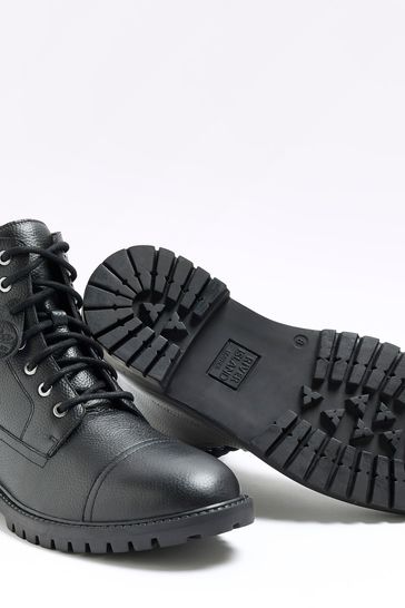 Buy River Island Black Laced Combat Boots from Next Luxembourg