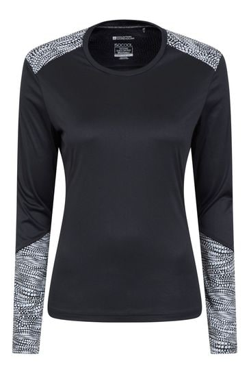 Mountain Warehouse Black Womens Reflective Long Sleeve T-Shirt