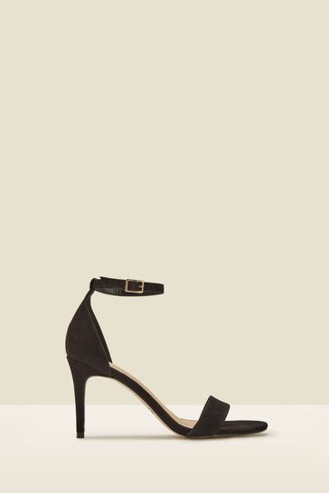 Sosandar Black Suede Barely There High Heels Sandals