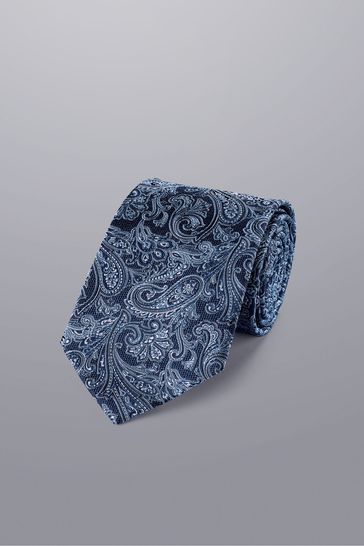 Charles Tyrwhitt Navy Blue Paisley Silk Tie
